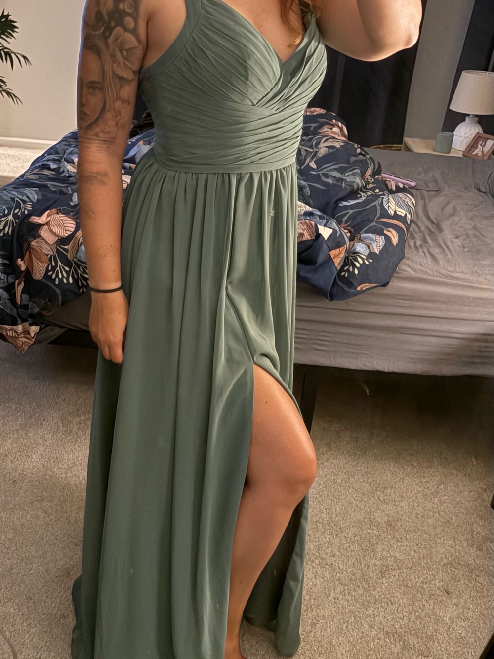 Azazie Chanel Chiffon Bridesmaid Dress - Eucalyptus (Custom Size)